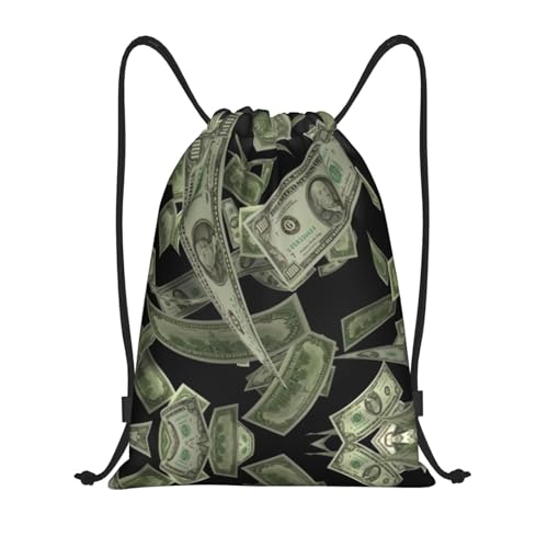 Hundreds Of Dollar Bills Drawstring Backpack Sports Gym Bag Yoga Travel Sackpack For Women Men
