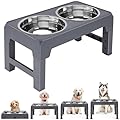 HDYEGIOU Elevated Dog Bowl, Rasied Dog Bowl with 2 Stainless Steel Dog Bowls,4 Heights Adjustable for Small Medium Large Dogs and Pets,Grey