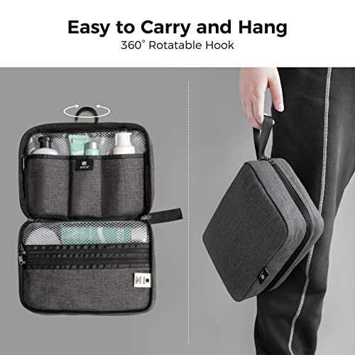 pack all Hanging Travel Toiletry Bag, Water Resistant Travel Bag, Portable Toiletry Shaver, High Capacity Cosmetic Bag Organizer for Women and Men (Grey)3