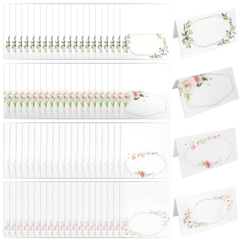 80 Pièces Cartes de Place Blanches,Marque Place Mariage,Porte Nom Table,Marque Place Anniversaire,Pour Mariage, Anniversaire, Fête, Communion,Baptême...