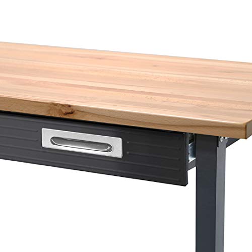 Seville Classics UltraGraphite Wood Top Workbench on Wheels with Sliding Organizer Drawer Table, 48