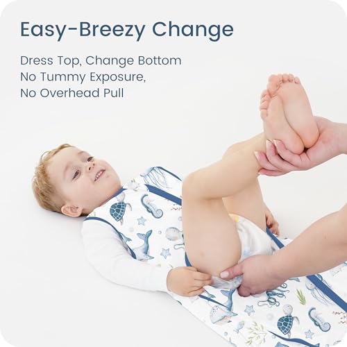 Image of Sleep Sack 6-15 Months, 0.5TOG Summer Light Wearable Blanket with 2-way Zippers, Premium Soft Breathable Baby Sleeping Bag for 6-12-15 Months Baby, 2 Pack(Ocean Crew)