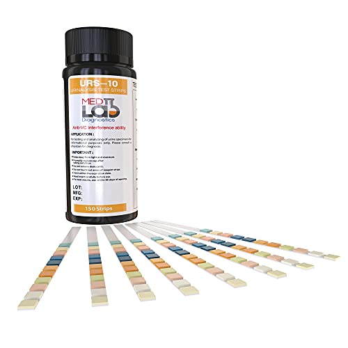 10 Parameter Urine Test Strips For Urinalysis(150 Cnt) In Sealed Pouches. Tests For Ketosis, Ph, Protein, Uti, Kidney And Liver Function #TOP5