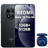 XIAOMI Redmi Note 15 Pro 5G 12GB+512GB Smartphone,MTK Dimensity 7400-Ultra,6.83" AMOLED Display 200MP Fotocamera, Batteria 6580mAh, IP68,Caricatore Non,Nero,incluso cuffie smart incluse blu