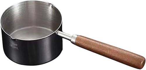 Miniatura 4 de Juego de 3 ollas pequeñas con cucharón de aceite, cacerolas de cocina de chocolate japonés antiadherentes, sartén para leche con boquillas para