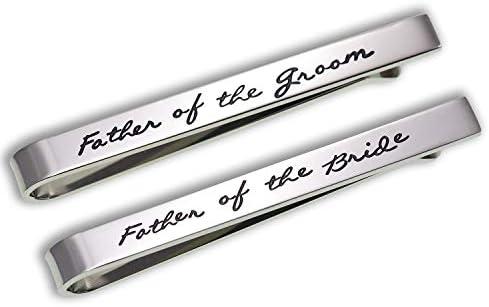 Melix Home Wedding Tie Clip Set Stainless Steel Tie Clip Wedding Party Day Present for Man Father of The Groom,Father of The Bride Tie Clip (Set of 2 White)