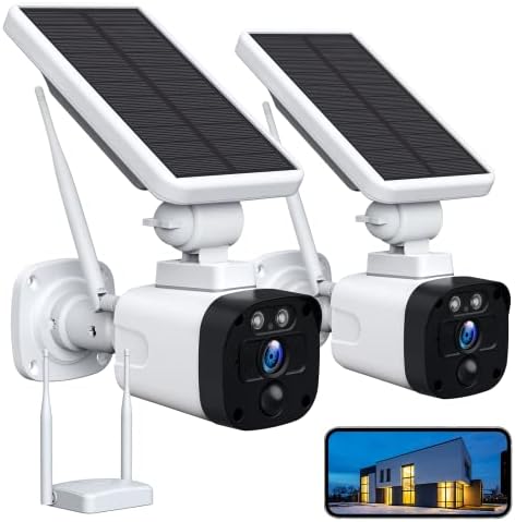 Camcamp Wire-Free Solar Security Camera System, 2PCS 4MP Solar/Battery Powered WiFi Camera for Home Security, 2-Way Talk, Night Vision, Human Detection, Remote Access, Waterproof, SD/Cloud
