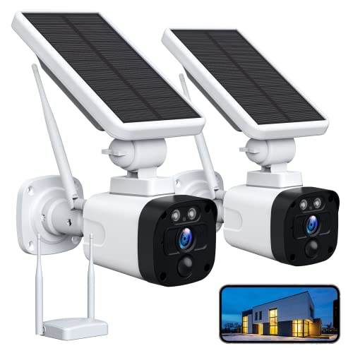 Camcamp Wire-Free Solar Security Camera System, 2Pcs 4Mp Solar/Battery Powered Wifi Camera For Home Security, 2-Way Talk, Night Vision, Human Detection, Remote Access, Waterproof, Sd/Cloud #TOP20