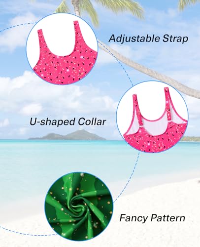Image of Yousie Girls Swimsuit One Piece Tropical Kids Bathing Suit Swimwear Adjustable Swim Dress 5-9 Years