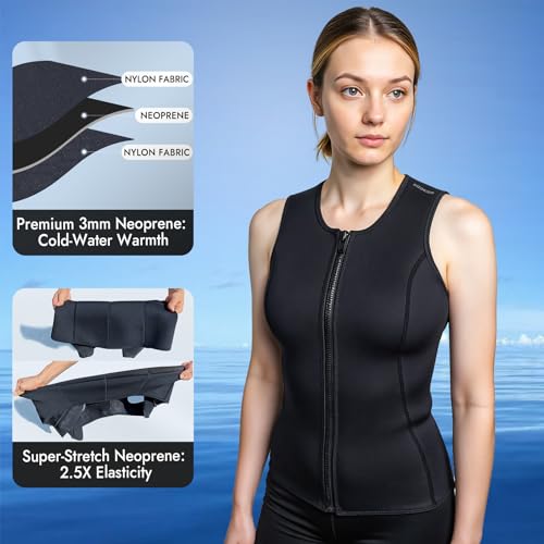 PAWHITS Women’s Wetsuit Top, 3mm Neoprene Wetsuit Jacket Vest, Sleeveless Wet Suits for Women Scuba Diving Surfing Sailing Swimming (XL) by PAWHITS - Used condition - Image 2