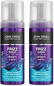 John Frieda Frizz Ease Dream Curls Air Dry Waves Styling Foam 150ml, Wave and Curl Enhancer, Lightweight Anti-Frizz Styling Foam (Pack of 2)