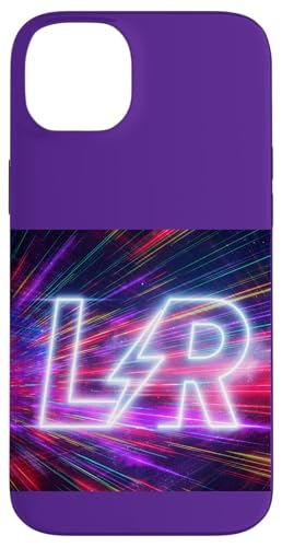 LR Lightning Lettermark ? Retro Synthwave Typography Art �X�}�z�P�[�X iPhone 14 Plus �p