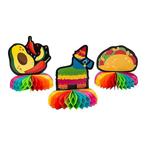 Fiesta Honeycomb Centerpieces Party Decor 3 Pieces