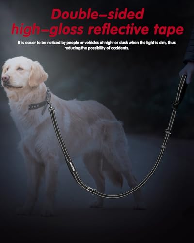 WANFIRE Freihandleinen Hundeleine, Joggingleine Hunde, Lange Hundeleine mit Autosicherheitsgurt und doppelseitigen reflektierenden Nähten für mittelgroße und große Hunde zum Spazierengehen (Schwarz)