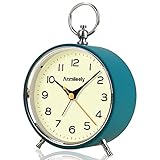 Analog Alarm Clocks for Bedrooms Non Ticking with Night Light Snooze 4.3 Inch Round Retro Alarm Cloc