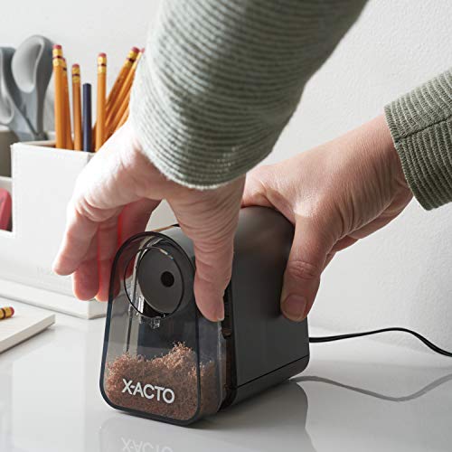 X-Acto® Pencil Sharpener, Mighty Mite® Electric Pencil Sharpener With Pencil Saver®, Safestart® Motor, Small Pencil Sharpener For Teacher And Homeschool Supplies, Black, 1 Count #TOP5