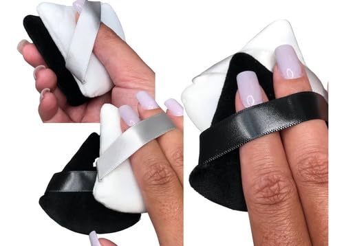 Kit Esponja Maquiagem Triangulo Veludo, Preto e Branco, Miss Frandy