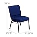 Flash Furniture HERCULES Series 21''W Church Chair in Navy Blue Fabric with Cup Book Rack - Silver Vein Frame