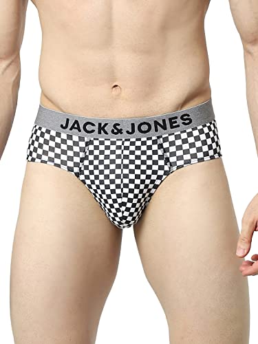 Image of JACK & JONES Men's Cotton Blend Modern Regular Checkered Briefs (Pack of 1)