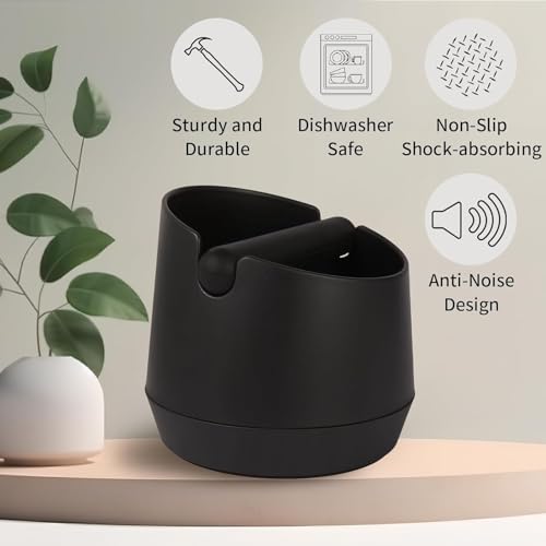 Image of Large 6 Inch / 15 cm Espresso Knock Box with Removable Knock Bar & Non Slip Base Espresso Coffee Machine Accessories for Home or Cafe Black