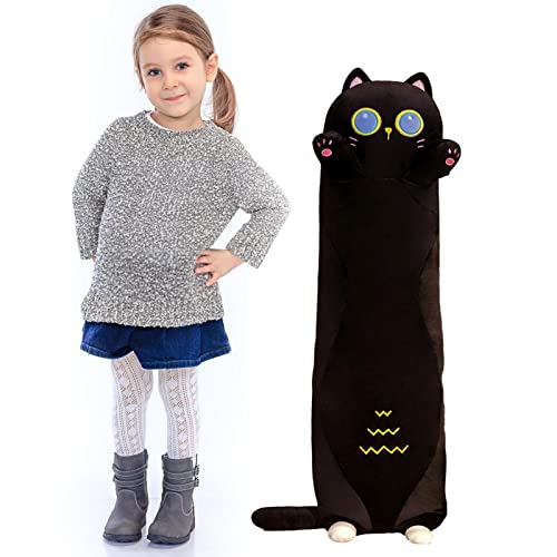 corpo gato,35.43in Long Cat Travesseiro Pelúcia Bonito Dos Desenhos Animados Dormindo Abraços Traves