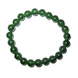 JADE (dunkelgrün) aus Kanada. KUGELARMBAND für ANTISTRESS - innere RUHE & GUTER SCHLAF (4. Chakra/Herzchakra) - Elastisches Armband für 16-18cm Handgelenk. Kugelgröße 8mm. Länge ca. 18,5-19cm.
