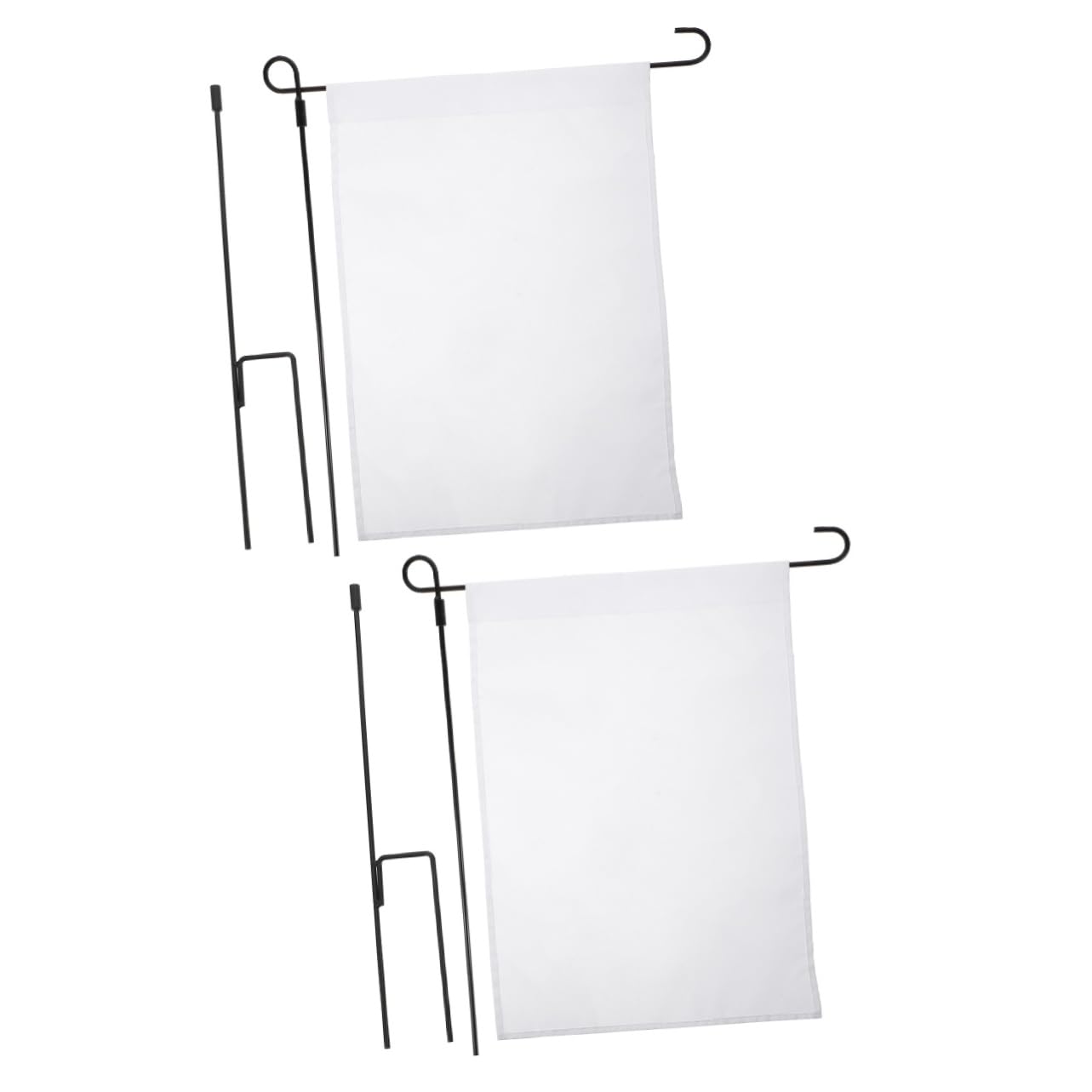 HANABASS 2 Sätze Diy Leere Gartenflagge Weiße Fahne für Outdoor Dekoration mit Gartenflaggenmast für Kreative Gestaltung und