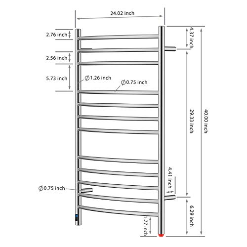 Heatgene Towel Warmer With Timer, Electric Towel Warmer With Temperature Control, Wall-Mounted Large 12 Bars Towel Racks With Built-In Timer, Plug-In/Hardwired Electric Towel Rails - Brushed #TOP6