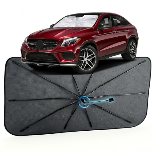 Image of Car Windshield Sun Shade for Benz GLE-Class 2012-2019 -[Reflective Coated Fabric] Sunshade Umbrella for Front Window, Car Shades Sun Visor Keep Car Cool and Protects Interior, 1:1 Exact Fit