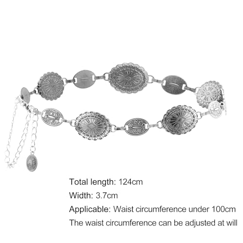 Western Metal Concho Belt for Women Cowgirl Chain Belts for Dresses Jeans Country Concert Outfit, Cowboy Belt2