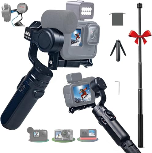INKEE Falcon Plus Action Camera Gimbal Stabilizer Compatible with GoPro Hero 12/11/10/9/8/7/6/5, with Tripod and Extension Rod Kits