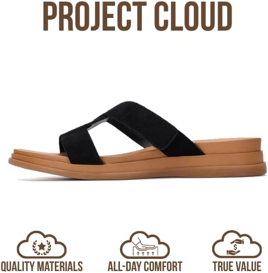Project Cloud 100% Genuin Leather Womens Sandals – Easy Slip On Sandals for Women 2026 with Plush Cushioned Insole – Lightweight & Non Slip Womens Slides for Women Footwear (Nina) - Image 3