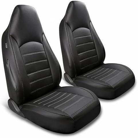 AUTOYOUTH Universal Vordersitzbezüge, wasserdicht, PU-Leder, Schwarz, Airbag-kompatibel, Paar, für SUV, Van, Limousine
