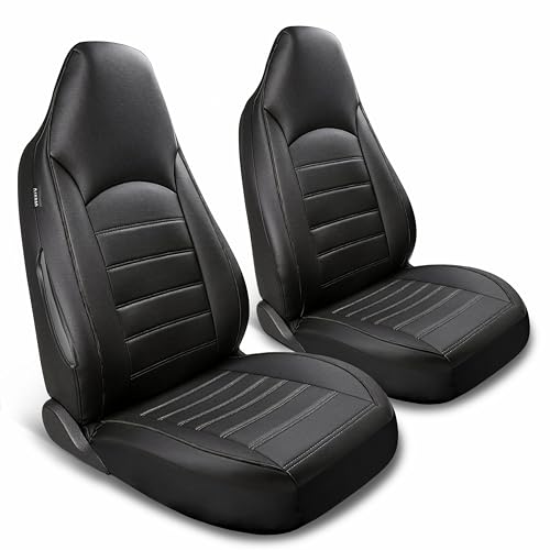 AUTOYOUTH Universal Vordersitzbezüge, wasserdicht, PU-Leder, Schwarz, Airbag-kompatibel, Paar, für SUV, Van, Limousine