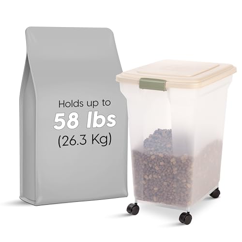 image for IRIS USA WeatherPro Airtight Dog Food Storage Container, Up to 58 lbs,