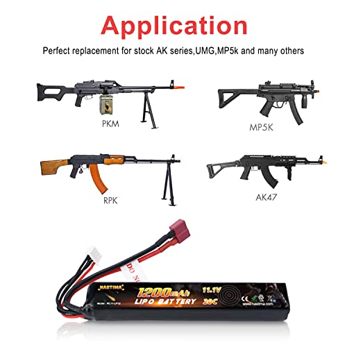 Nastima 11.1V 1200Mah 3S 20C Lipo Airsoft Battery Pack Compatible With Deans-T Connector For Airsoft Guns Ak47 Mp5K Mp5 Scar M249 Aug Aeg #TOP3