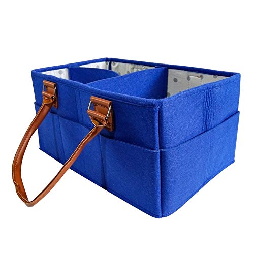 TITST Bolso Organizador de pañales Baby Caddy Azul Contenedor de Almacenamiento para guardería con Asas y Compartimentos Intercambiables para Viajes en automóvil a Domicilio