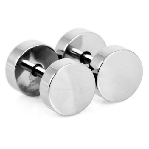 Broadfashion - Confezione da 2 orecchini, bilancieri rotondi, da uomo, in acciaio inox, modello gotico, punk, Argento, colore: Black, silver