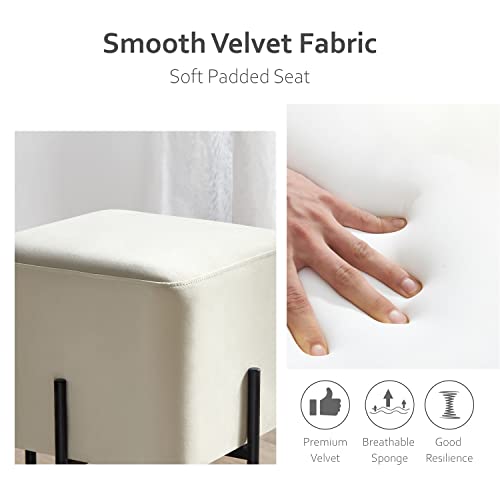 Get Set Style Vanity Stool Chair, Vanity Stool For Makeup Room, Modern Velvet Rectangular Foot Stools Ottoman With Metal Legs, Small Side Table, Extra Seating For Living Room Entryway Office #TOP3