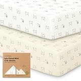 Pack and Play Sheets Fitted - 2-Pack Mini Crib Sheets for Pack N Play...