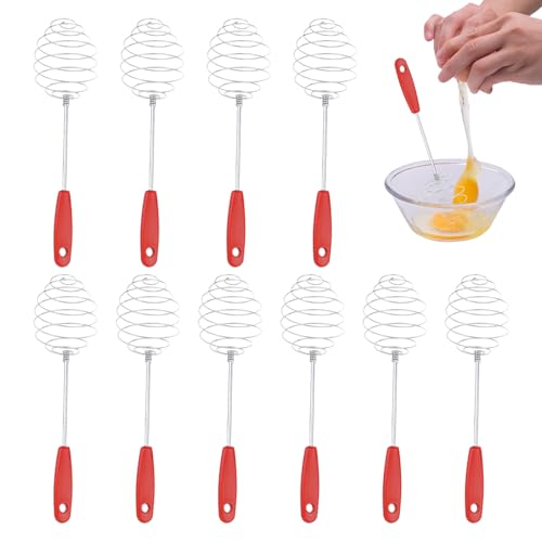 Egg Whisk, Cream Mixer, Hand Blender, Stainless Steel Handle, 10-Piece Lightweight Set, for Baking Cakes, Mixing Pancakes, Blending Matcha, Preparing Sauces, Cooking Meals