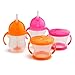 Munchkin Happy Snacker Snack Catcher and Sippy Cup Set, 4 Count, Pink/Orange