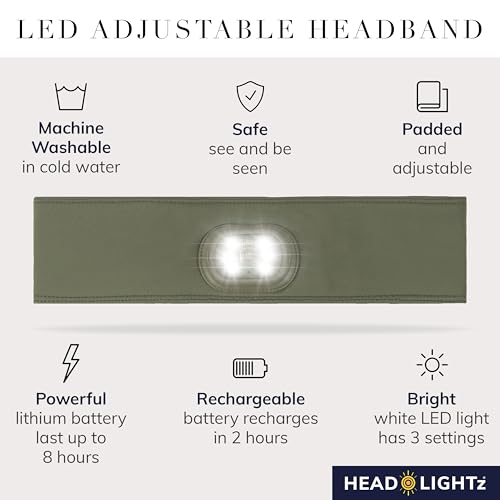 Linterna frontal LED recargable y luces para la frente en diadema 6