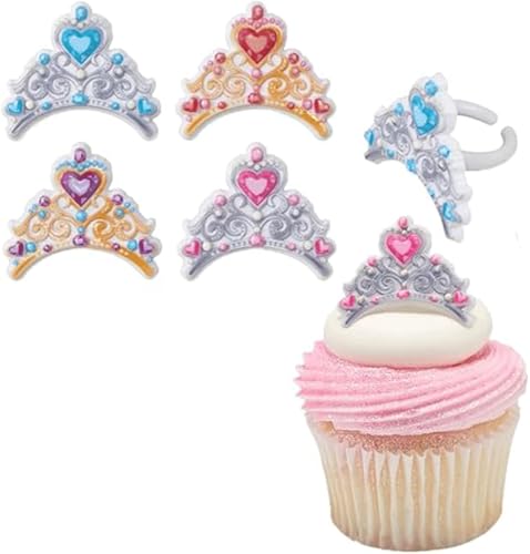 Princess Crown Cupcake Rings - 24 pieces