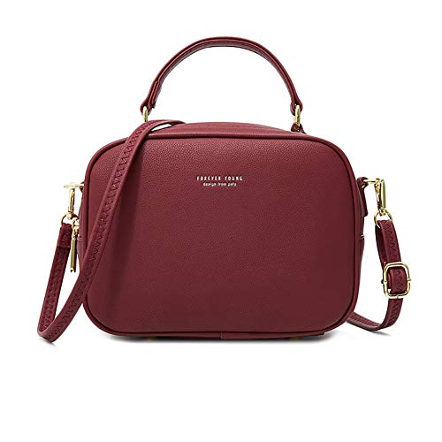 Katech Umhängetasche Damen - Kunstleder Tasche, Handtasche Elegant Klein Mini Schultertasche Crossbody Bag (Rot) Cover