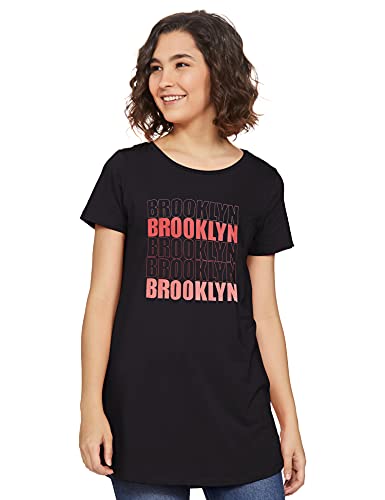 Image of Amazon Brand - Symbol Women's Cotton Stretch Half Sleeve Round Neck Regular Fit T-Shirt (Tunic Length)