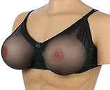 ENVY BODY SHOP Wire Free See-Through Sheer Pocketed Bra Only for Crossdressers Mastectomy (46DD, Black)