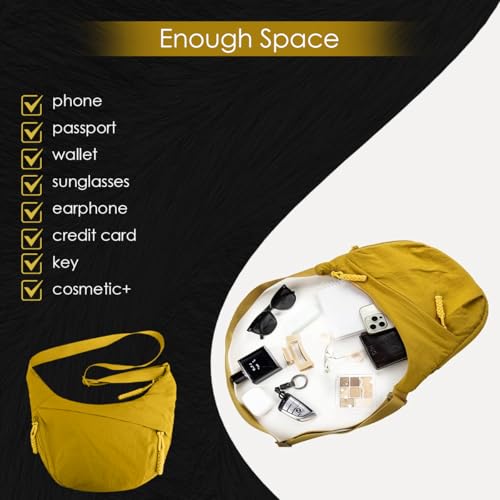 Image of Stvin Crossbody Travel Sling Bags for Women and Men, Crescent Shoulder Purse Bag with Zipper & Adjustable Strap, Half - Moon Shaped Waist Bag, Unisex Chest Bag - Nylon Fabric