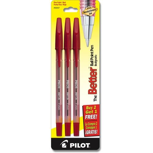 Pilot 35007 Red Fine Point Better Ball Pen 3 Count