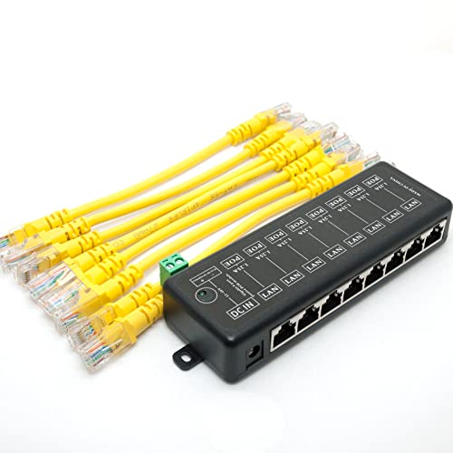DSLRKIT 8 Ports Gigabit Passive PoE Injector Midspan Ethernet Adapter Without Power Adapter